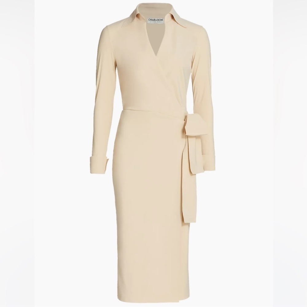 Chiara Boni La Petite Robe Kamala Matt Jersey Faux Wrap Midi Dress size 54 - Picture 3 of 15
